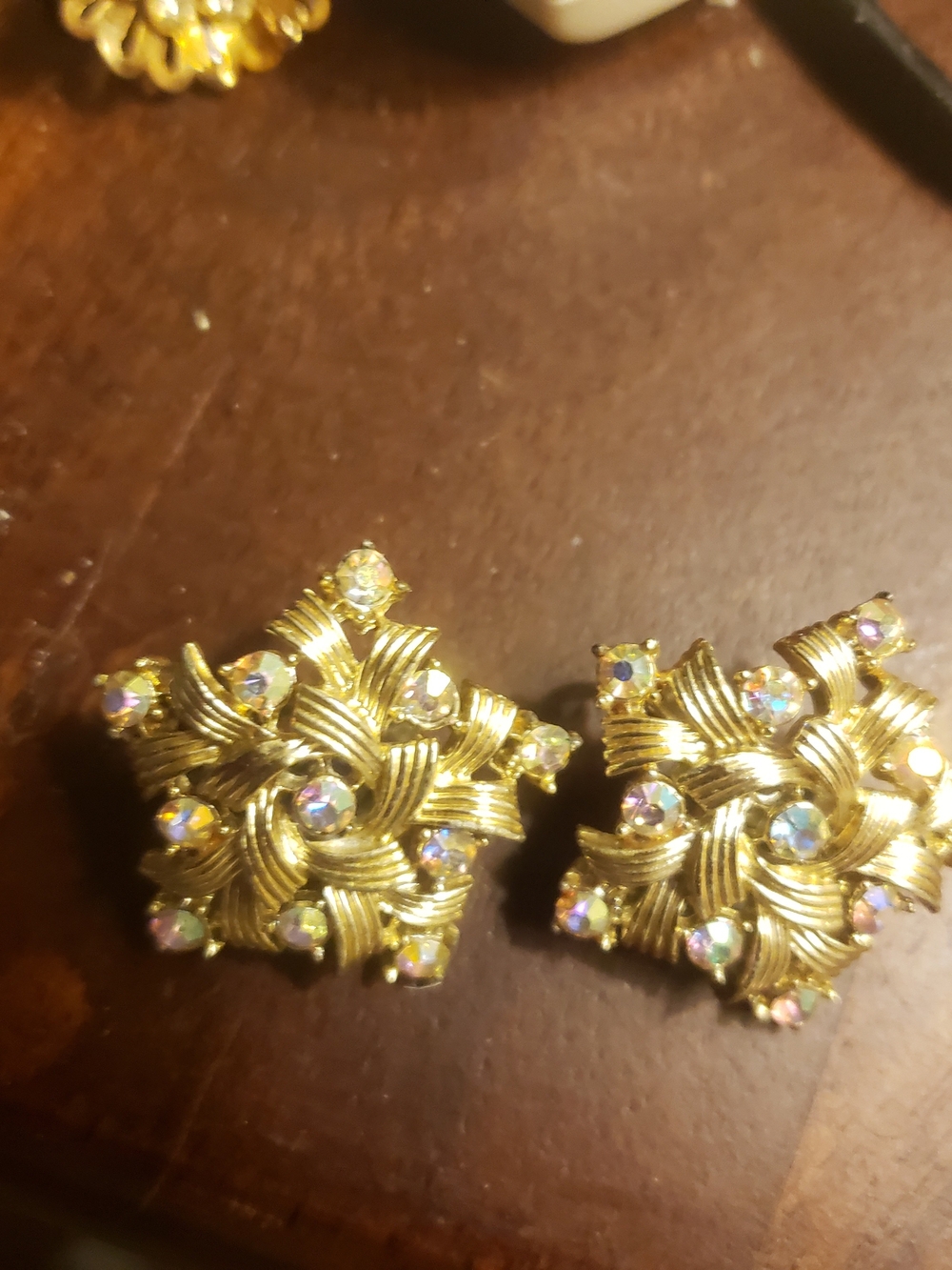 CORO Gold-Tone Aurora Crystal Swirl Clip-On Earrings - Women Jewelry